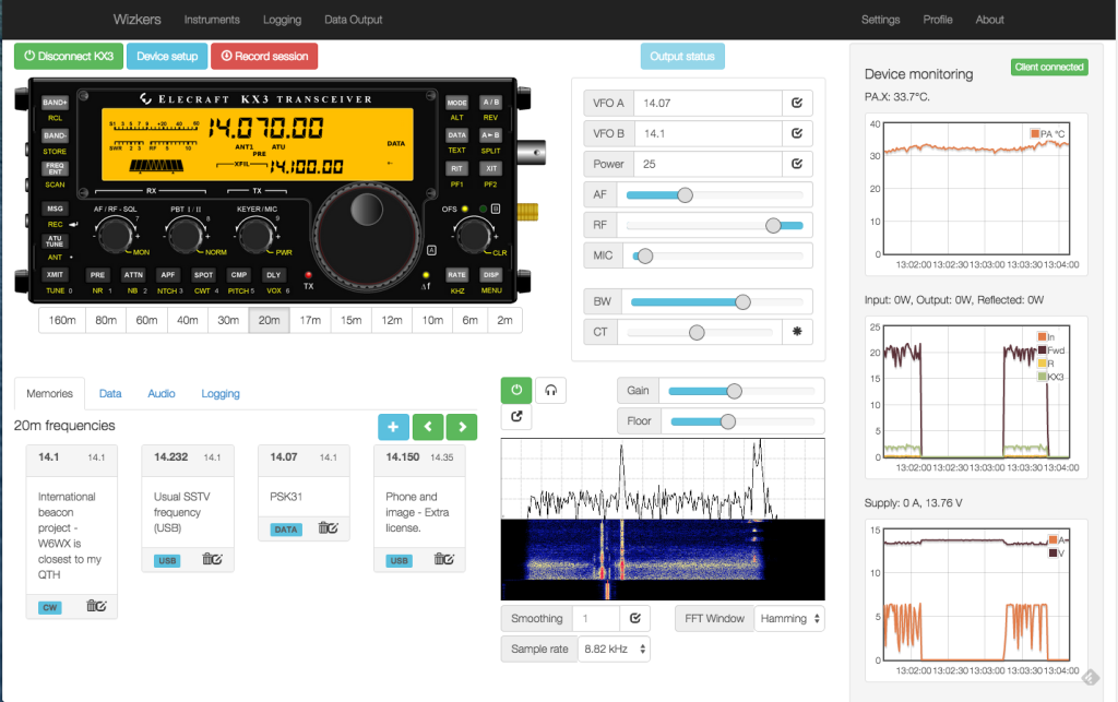 Wizkers connected to a KX3